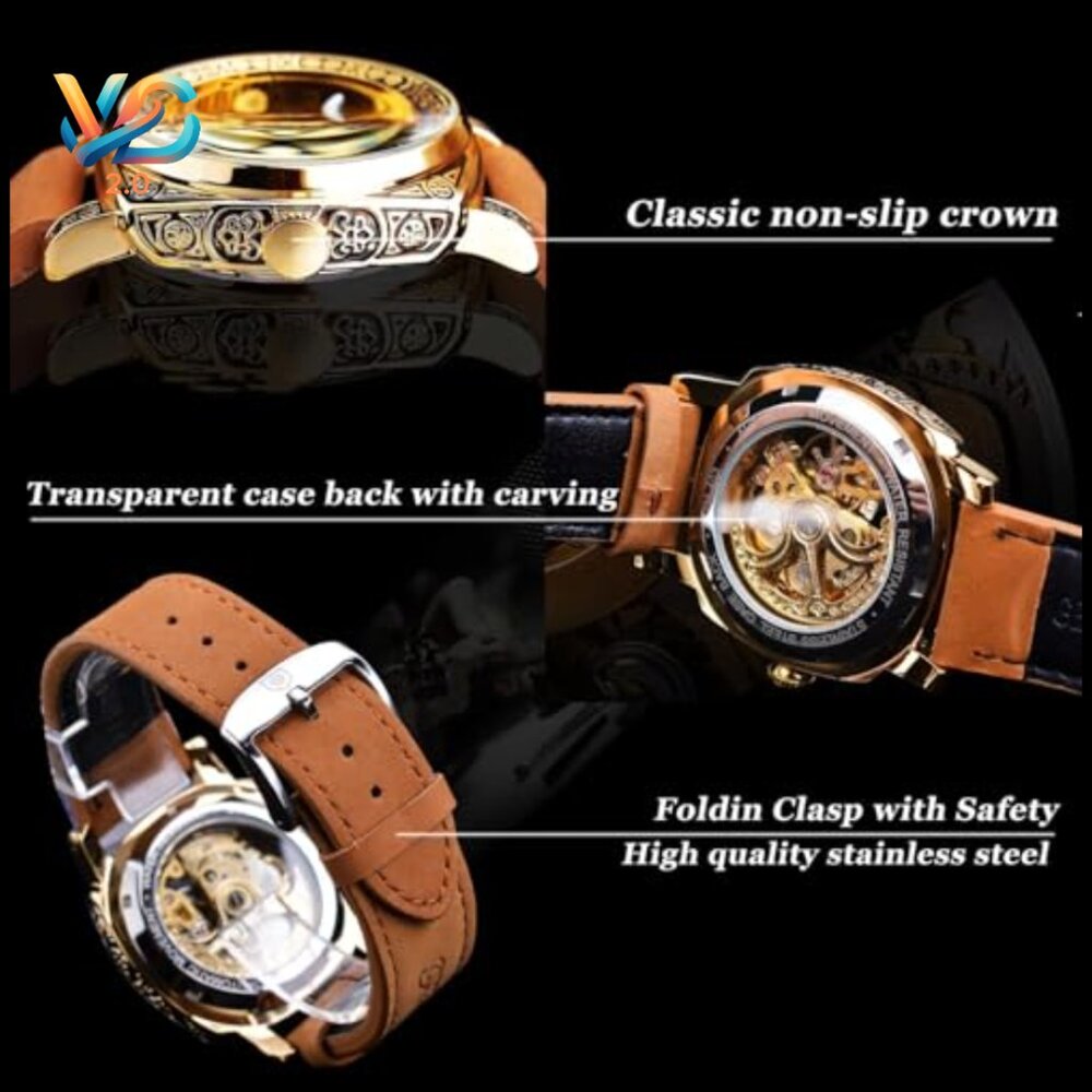 Square Skeleton Automatic Watch, Self-Winding Mec… - image 4